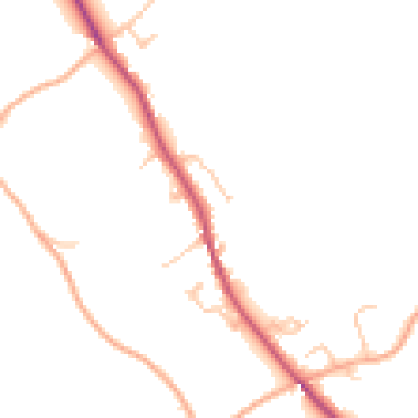 Daytime road noise heatmap for HR2 0RT