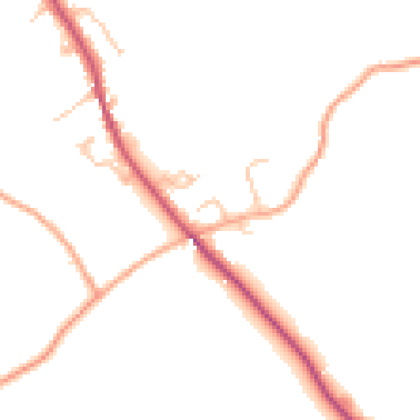 Daytime road noise heatmap for HR2 0TG