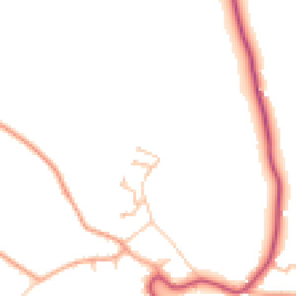 Daytime road noise heatmap for HR2 0TZ