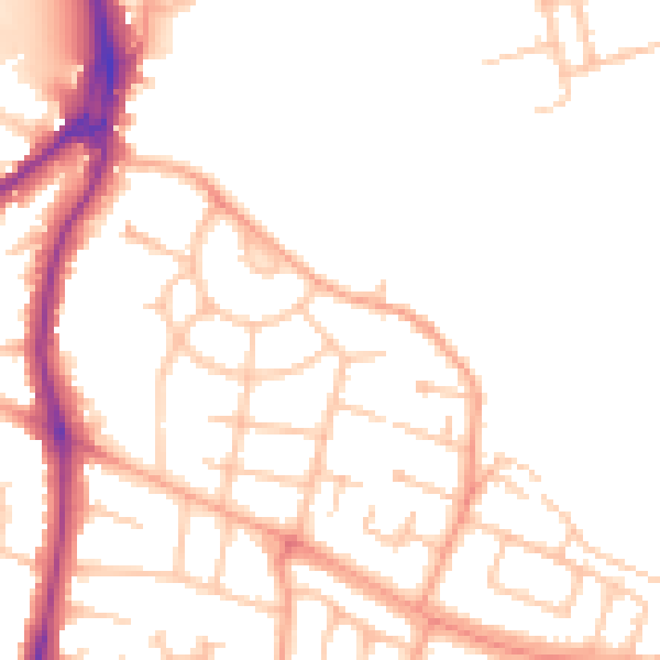 Daytime road noise heatmap for HR2 6AX