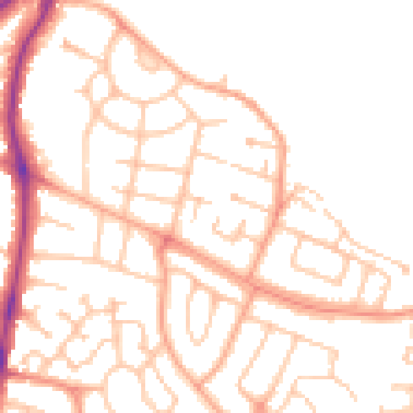 Daytime road noise heatmap for HR2 6BA