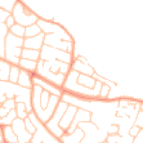 Daytime road noise heatmap for HR2 6BW