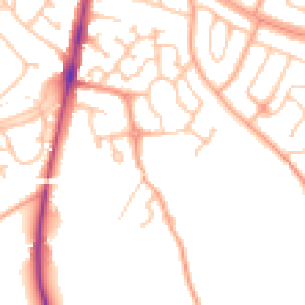 Daytime road noise heatmap for HR2 6GH