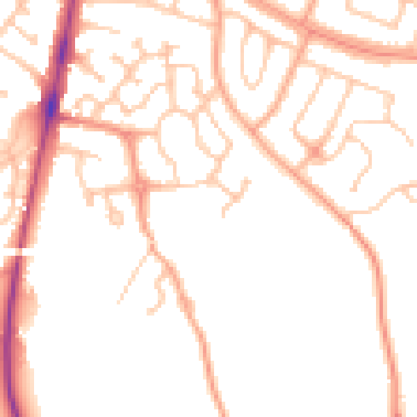 Daytime road noise heatmap for HR2 6GP