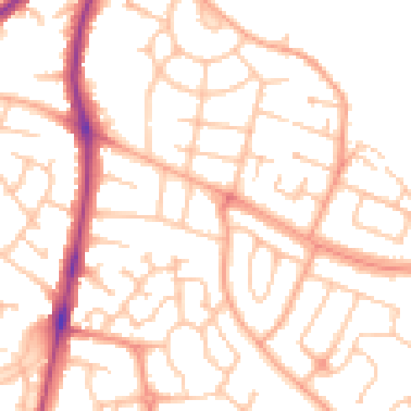 Daytime road noise heatmap for HR2 6HF