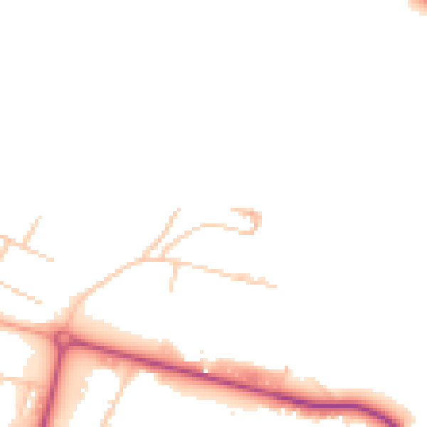 Daytime road noise heatmap for HR2 6LD