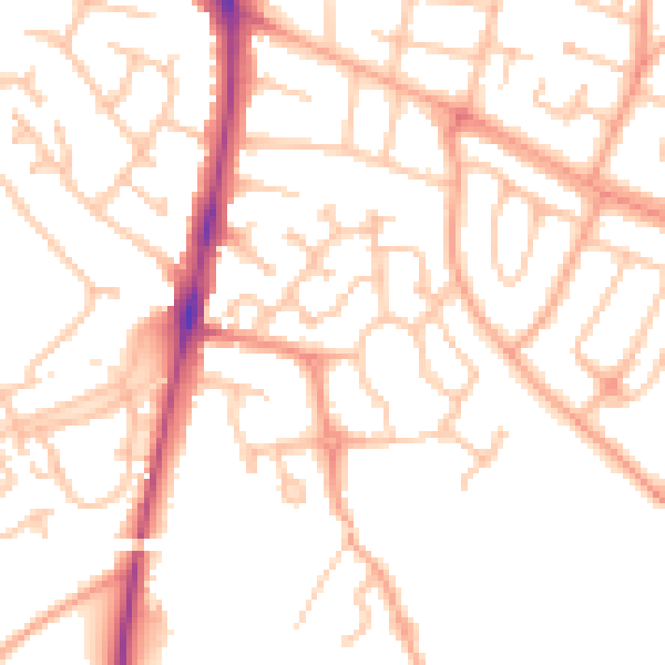 Daytime road noise heatmap for HR2 6RP