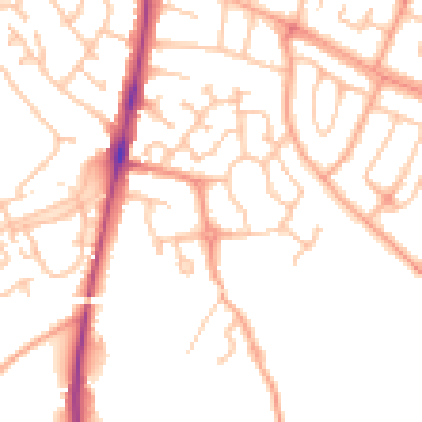 Daytime road noise heatmap for HR2 6RU