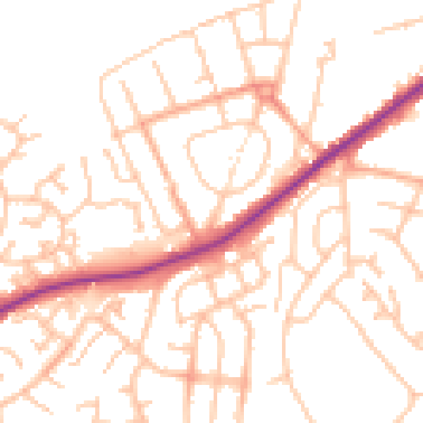 Daytime road noise heatmap for HR2 7AL