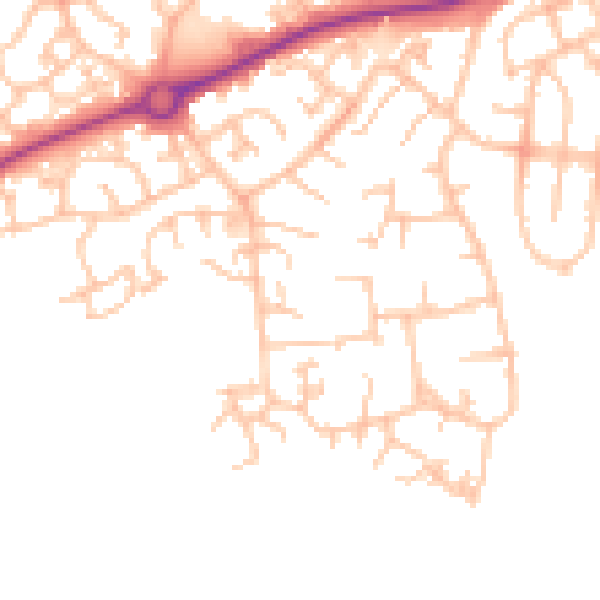 Daytime road noise heatmap for HR2 7BN