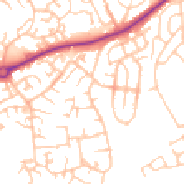 Daytime road noise heatmap for HR2 7DE