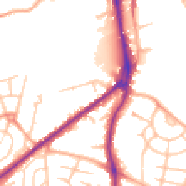 Daytime road noise heatmap for HR2 7LR