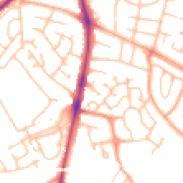 Daytime road noise heatmap for HR2 7RX