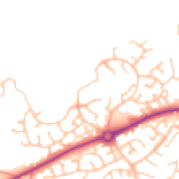 Daytime road noise heatmap for HR2 7SQ