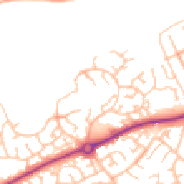 Daytime road noise heatmap for HR2 7SR