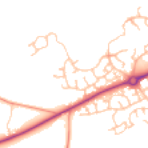 Daytime road noise heatmap for HR2 7SY