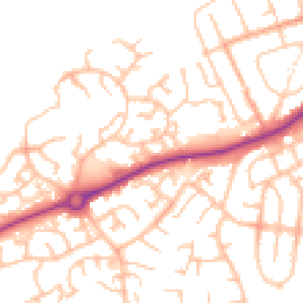 Daytime road noise heatmap for HR2 7XB