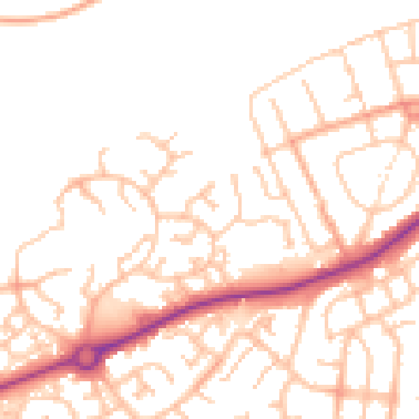 Daytime road noise heatmap for HR2 7XP