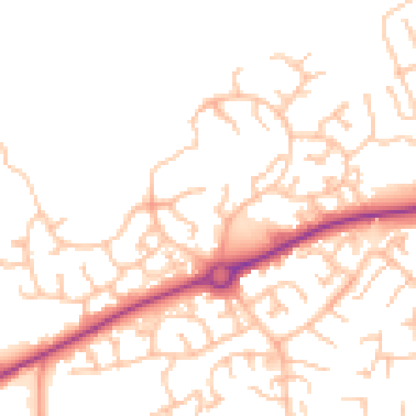 Daytime road noise heatmap for HR2 7YE