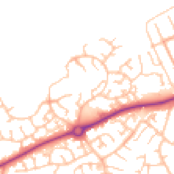 Daytime road noise heatmap for HR2 7YJ