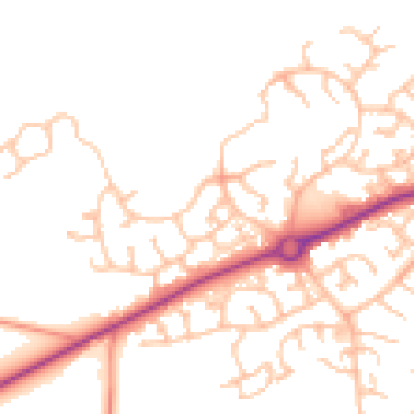 Daytime road noise heatmap for HR2 7ZB