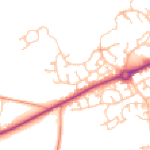 Daytime road noise heatmap for HR2 7ZJ