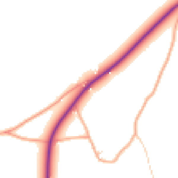 Daytime road noise heatmap for HR2 9AE