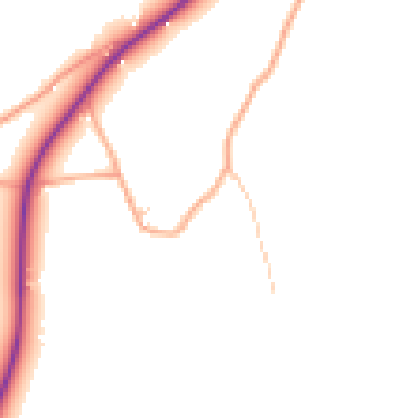 Daytime road noise heatmap for HR2 9AQ