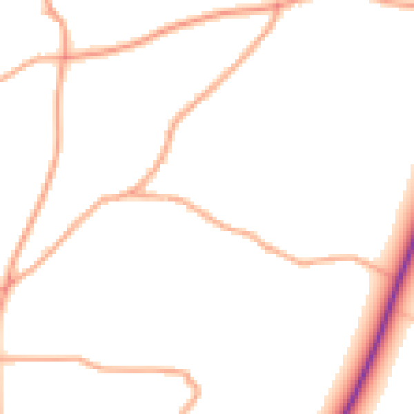 Daytime road noise heatmap for HR2 9BW