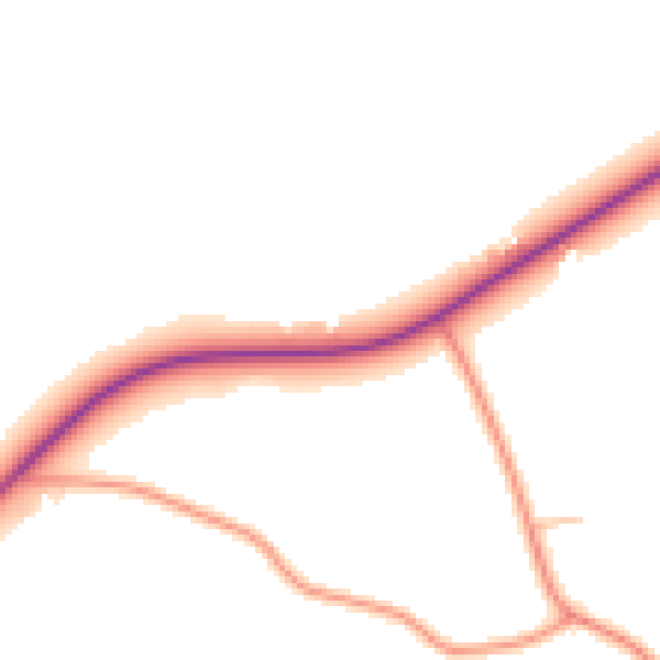 Daytime road noise heatmap for HR2 9DE