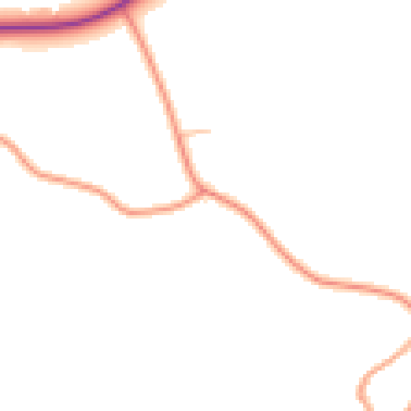 Daytime road noise heatmap for HR2 9DL
