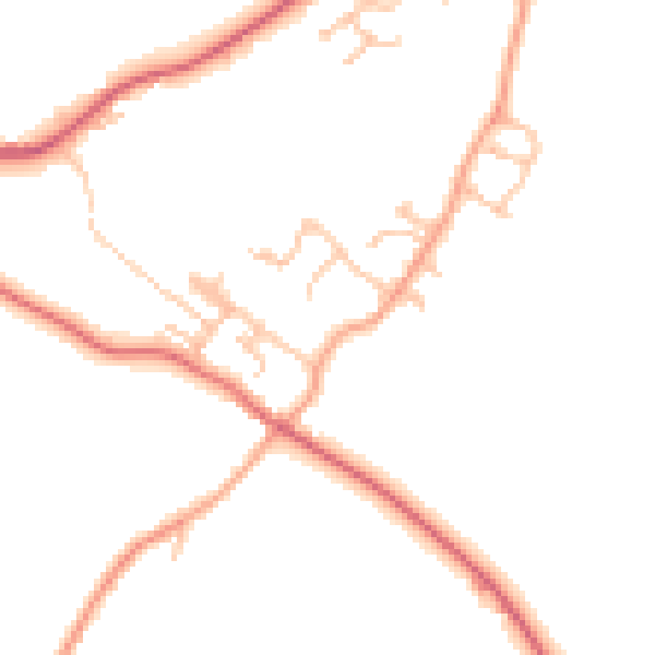 Daytime road noise heatmap for HR2 9EU