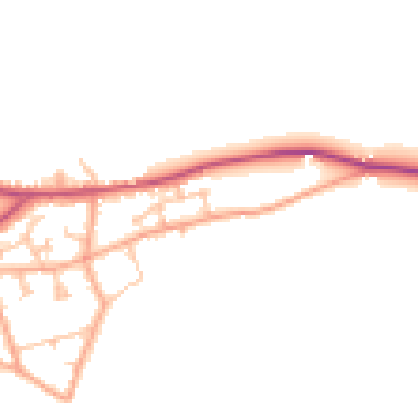 Daytime road noise heatmap for HR2 9FF