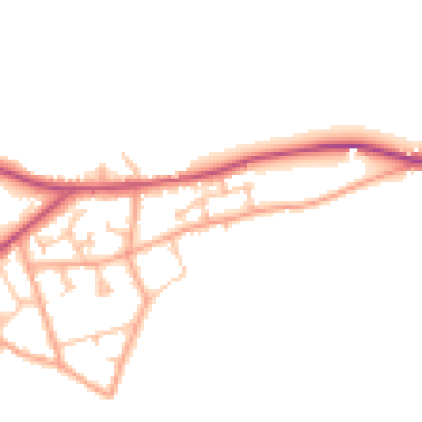 Daytime road noise heatmap for HR2 9FG