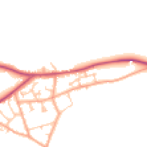 Daytime road noise heatmap for HR2 9FH