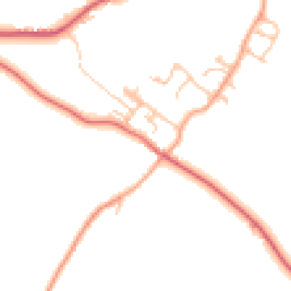 Daytime road noise heatmap for HR2 9HE
