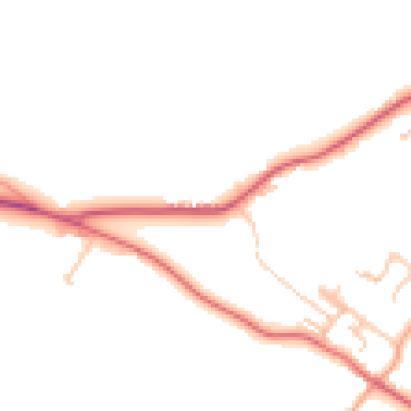 Daytime road noise heatmap for HR2 9HQ