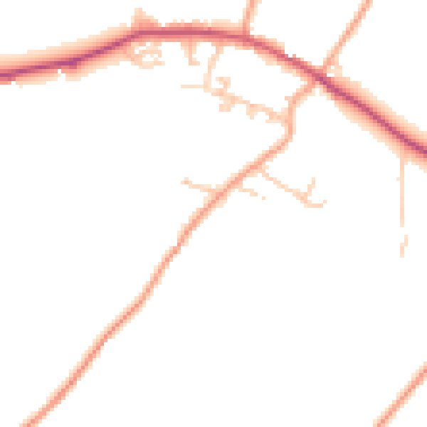 Daytime road noise heatmap for HR2 9LU