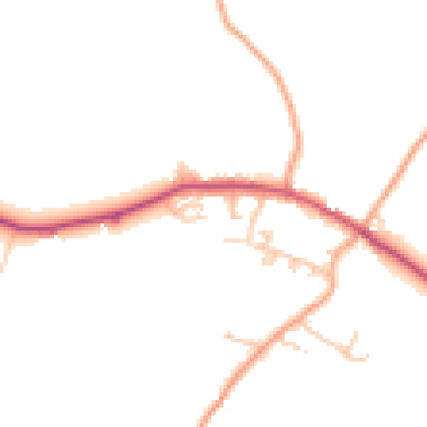 Daytime road noise heatmap for HR2 9NS