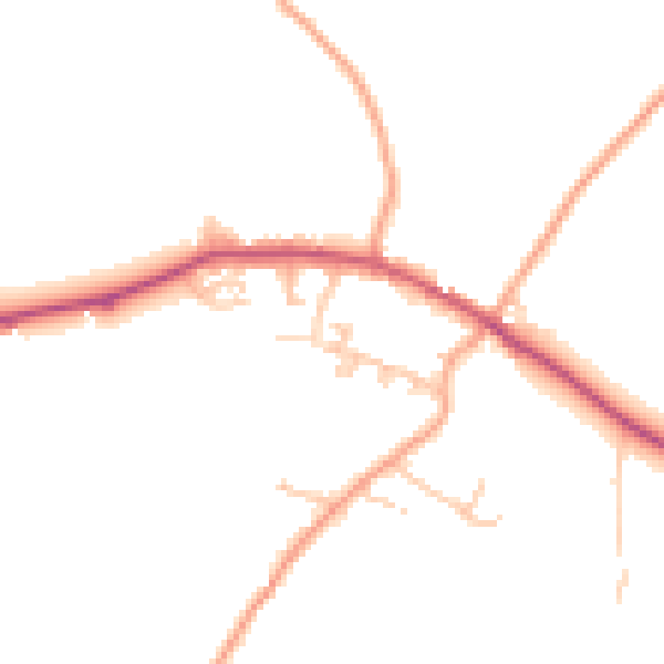 Daytime road noise heatmap for HR2 9NW