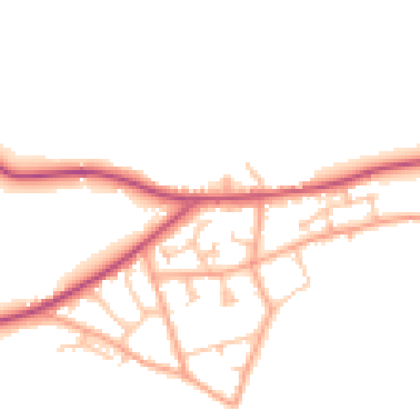 Daytime road noise heatmap for HR2 9RA