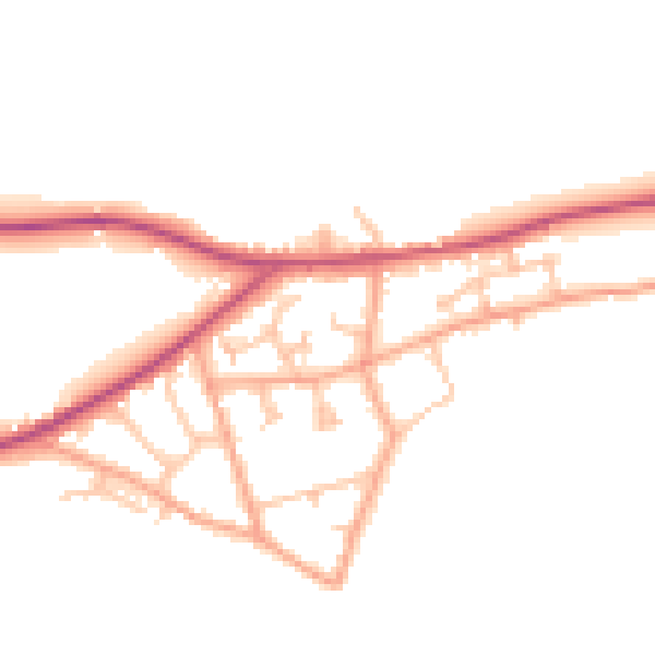 Daytime road noise heatmap for HR2 9RB