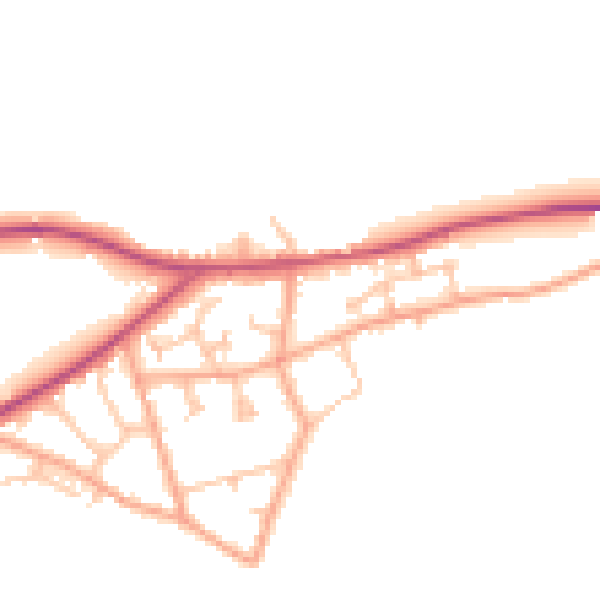Daytime road noise heatmap for HR2 9RD