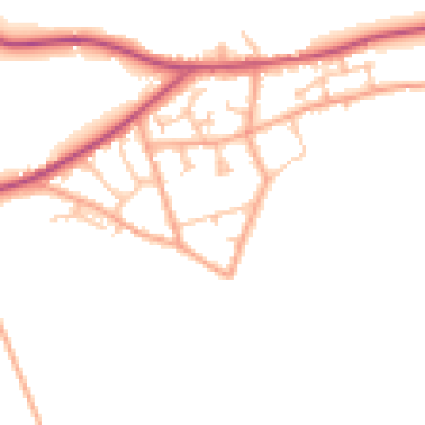 Daytime road noise heatmap for HR2 9RE