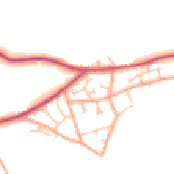Daytime road noise heatmap for HR2 9RG