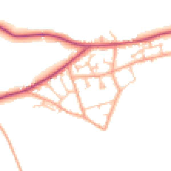 Daytime road noise heatmap for HR2 9RH