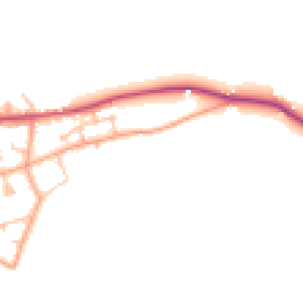 Daytime road noise heatmap for HR2 9RL