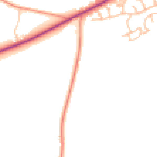 Daytime road noise heatmap for HR2 9RT