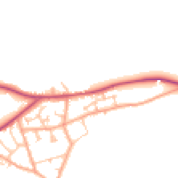 Daytime road noise heatmap for HR2 9SL