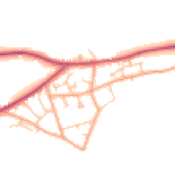 Daytime road noise heatmap for HR2 9SN